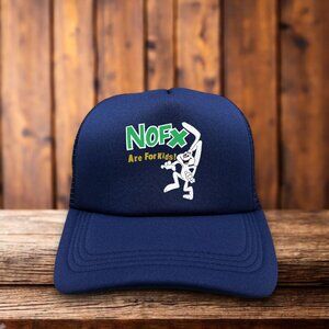 NOFX Are For Kids Mens Trucker Hat Navy Snapback Cereal Punk Rock Band Cap